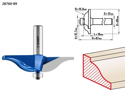 Фреза кр.калевочная D=89 R=15.8 L=19, S=12 (28760-